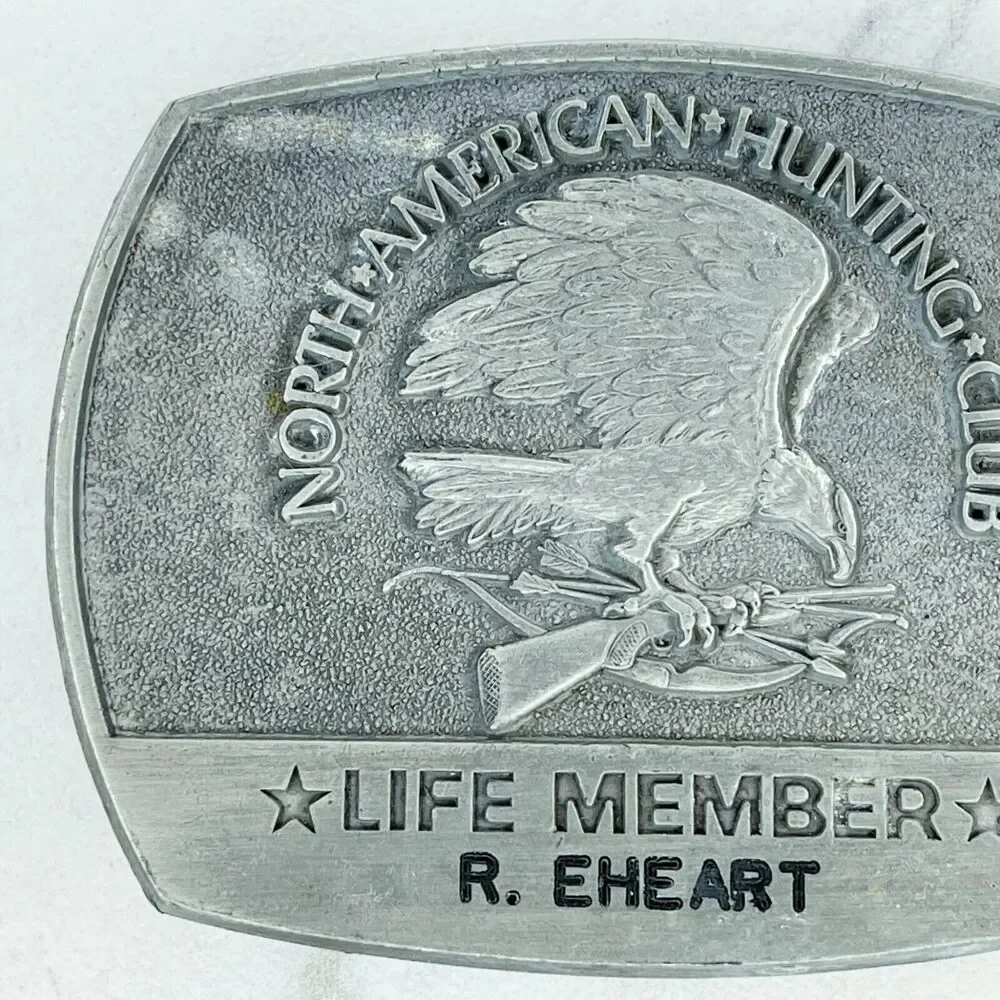 Vintage 1981 North American Hunting Club Life Member Belt Buckle Personalized ✨